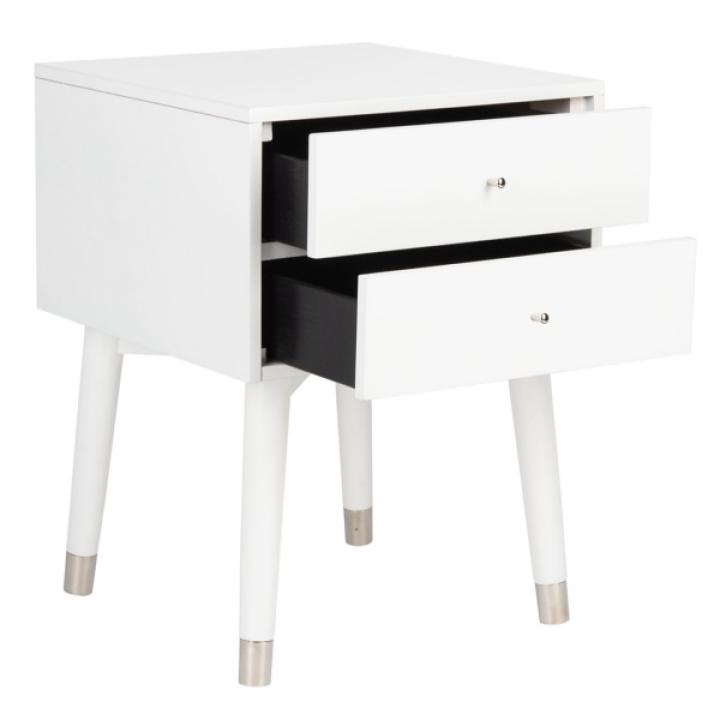 White Wood 2-Drawer Katie End Table