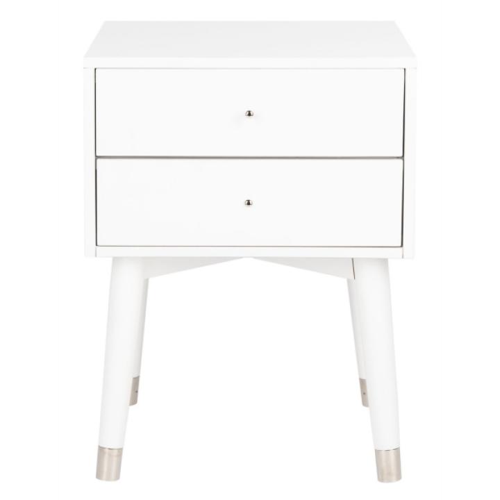 White Wood 2-Drawer Katie End Table