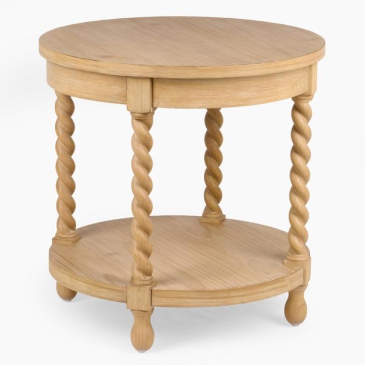 Isabella Natural Wood Round End Table