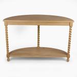 Isabella Natural Wood Demilune Console Table