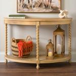 Isabella Natural Wood Demilune Console Table