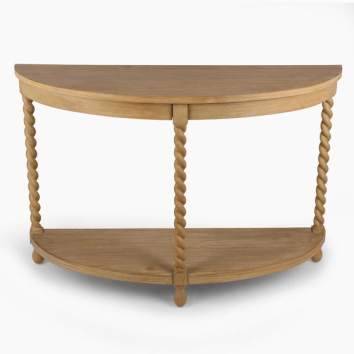 Isabella Natural Wood Demilune Console Table