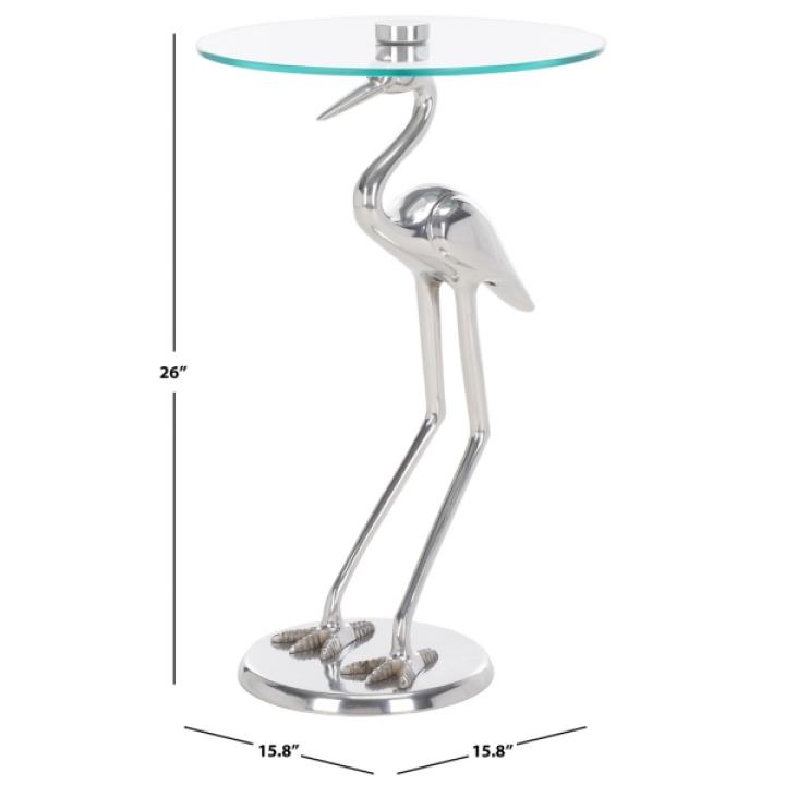 Silver Crane Metal Accent Table