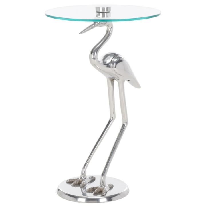 Silver Crane Metal Accent Table