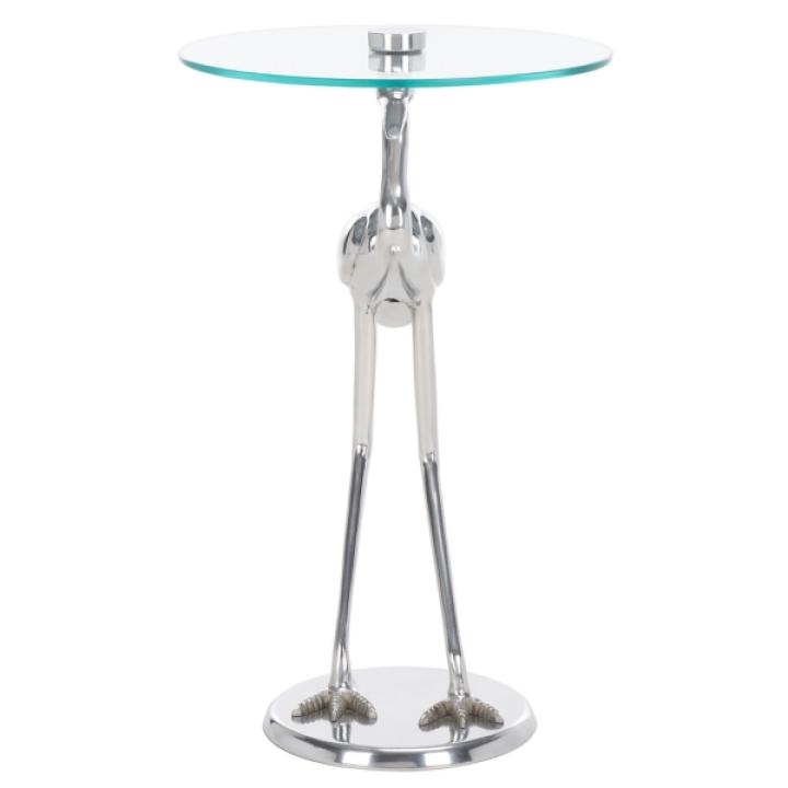 Silver Crane Metal Accent Table