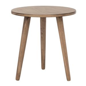 Light Brown Wood Round Scandinavian End Table