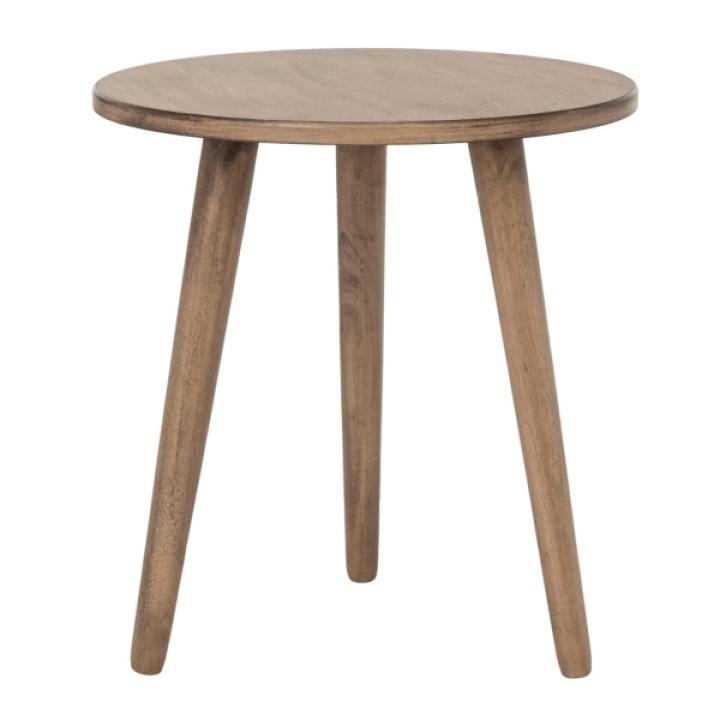 Light Brown Wood Round Scandinavian End Table
