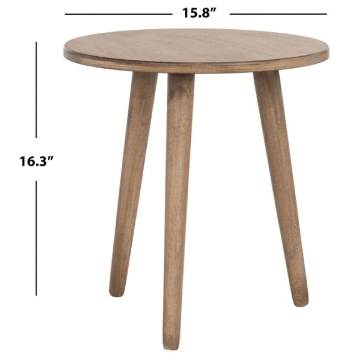 Light Brown Wood Round Scandinavian End Table