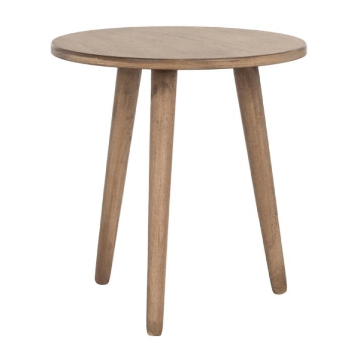 Light Brown Wood Round Scandinavian End Table