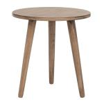 Light Brown Wood Round Scandinavian End Table