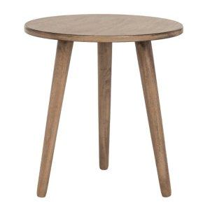 Light Brown Wood Round Scandinavian End Table