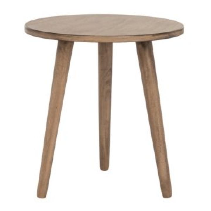 Light Brown Wood Round Scandinavian End Table