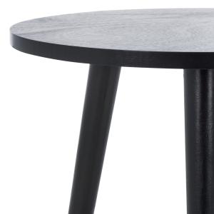 Black Wood Round Scandinavian End Table