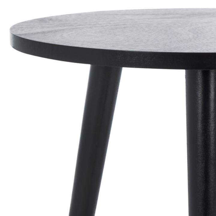 Black Wood Round Scandinavian End Table
