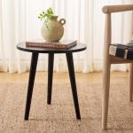 Black Wood Round Scandinavian End Table