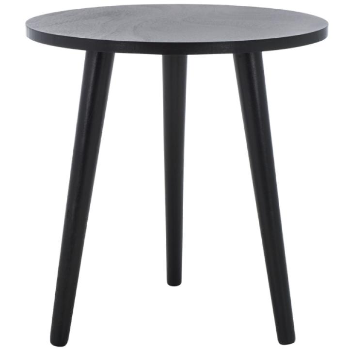 Black Wood Round Scandinavian End Table