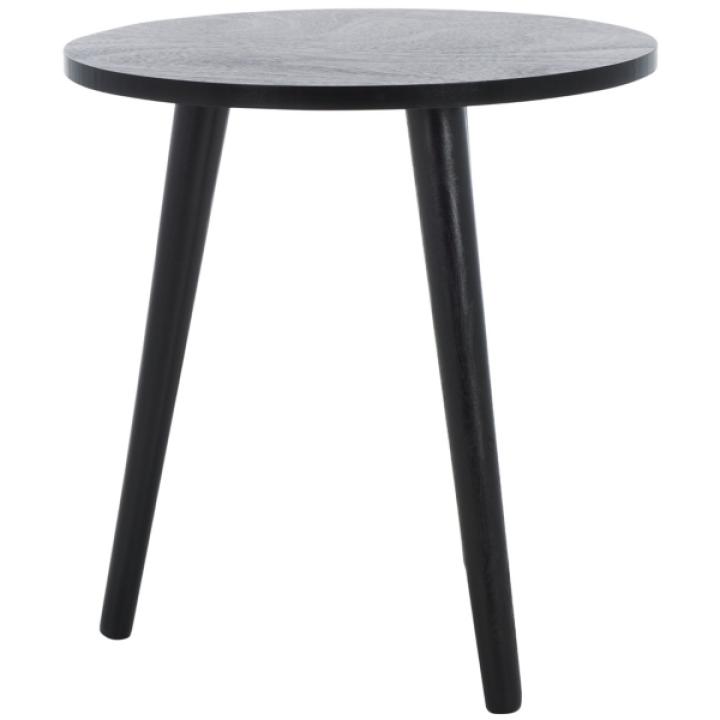 Black Wood Round Scandinavian End Table