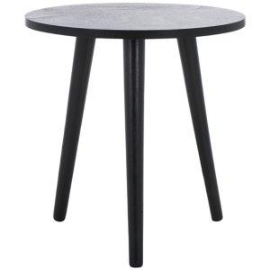 Black Wood Round Scandinavian End Table