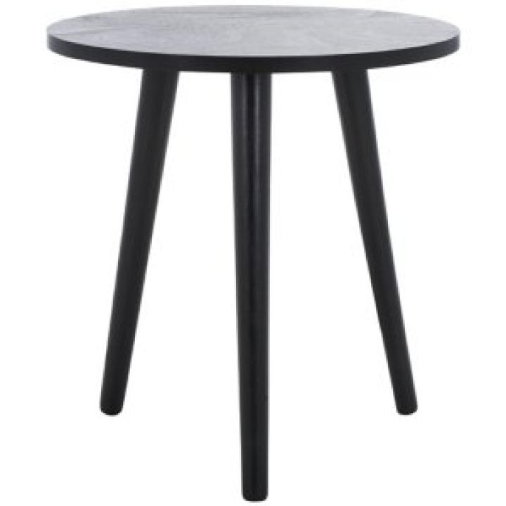 Black Wood Round Scandinavian End Table