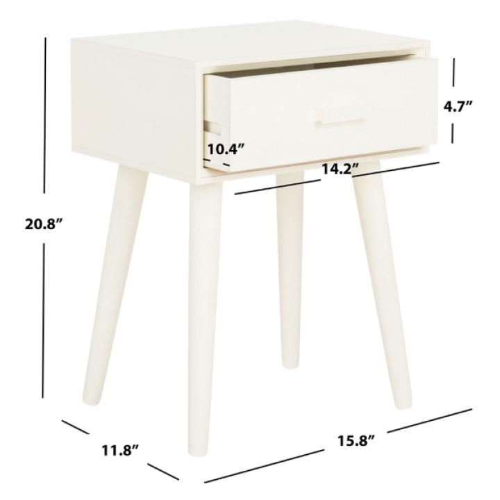 White Wood Lyla Scandinavian End Table
