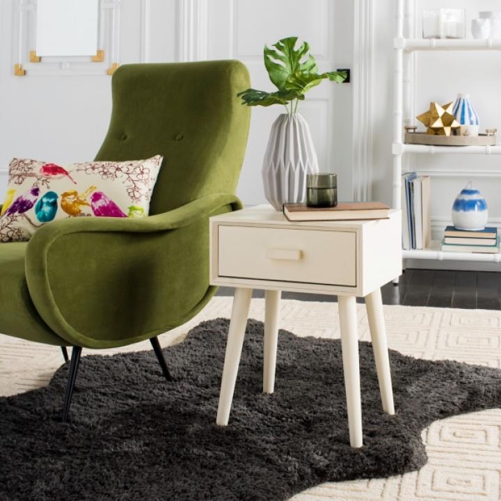 White Wood Lyla Scandinavian End Table