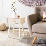 White Wood Lyla Scandinavian End Table
