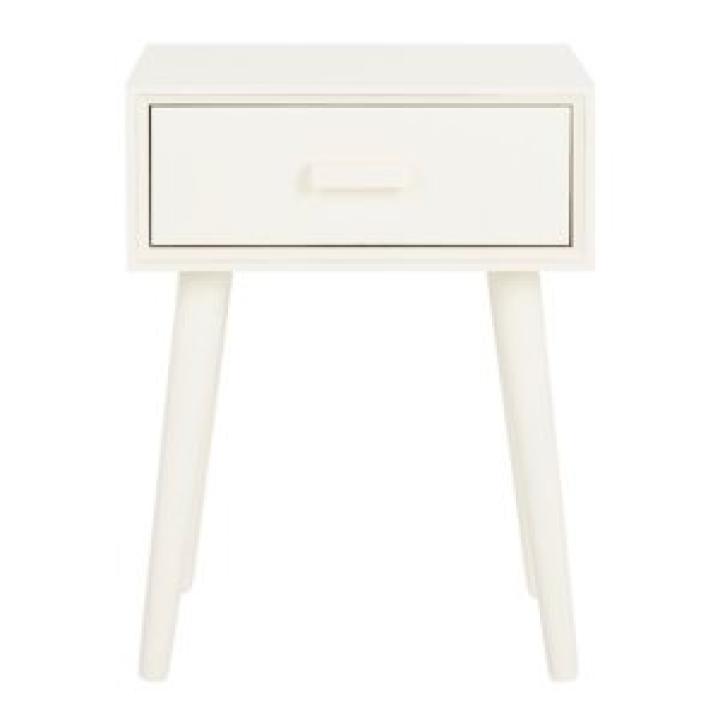 White Wood Lyla Scandinavian End Table