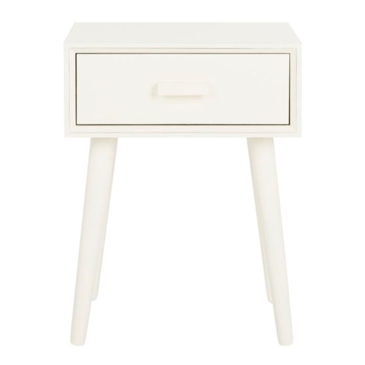 White Wood Lyla Scandinavian End Table