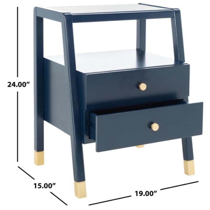 Navy 2-Drawer Lina Modern Accent Table