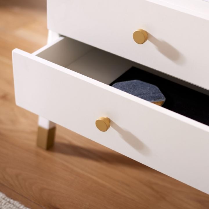 White 2-Drawer Lina Modern Accent Table