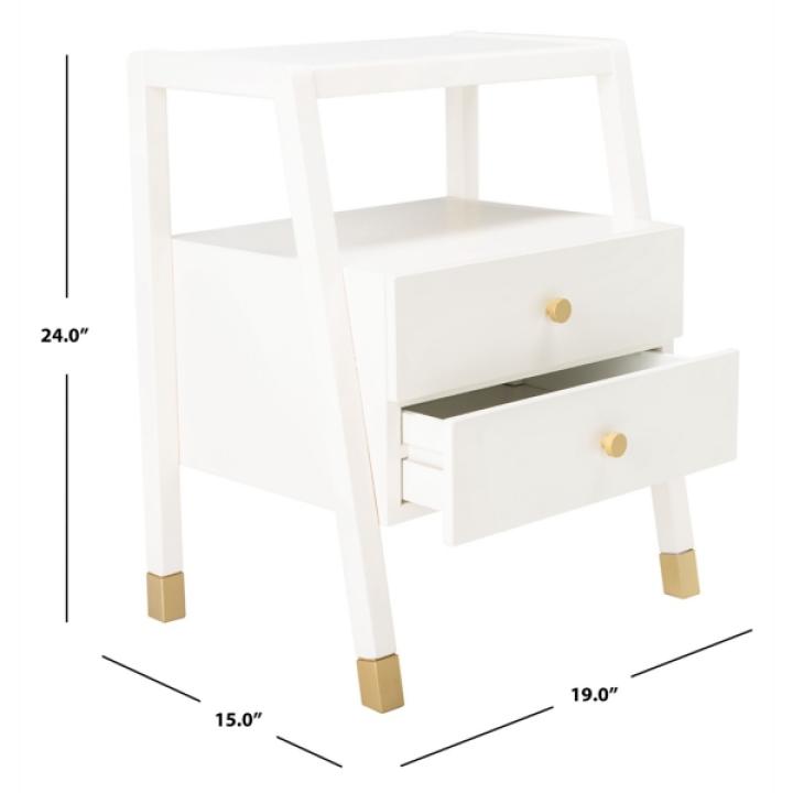 White 2-Drawer Lina Modern Accent Table
