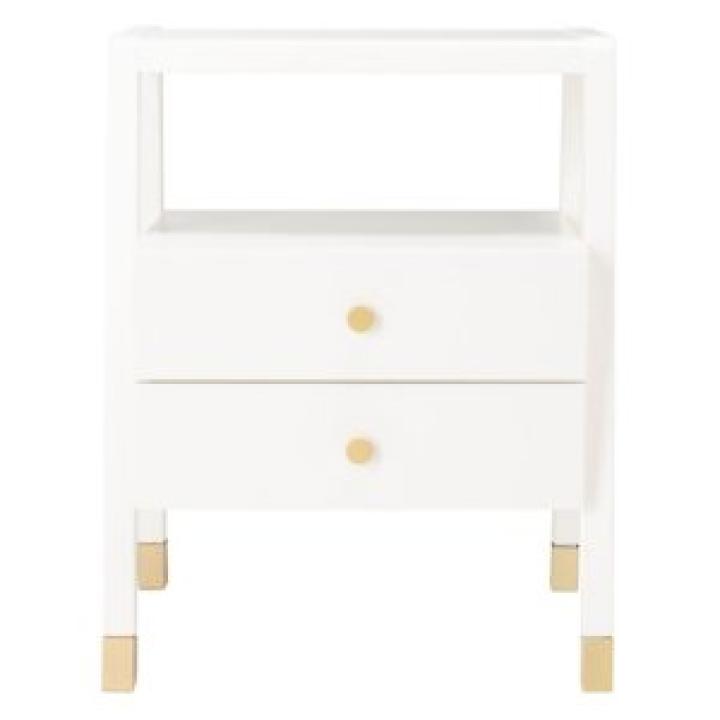 White 2-Drawer Lina Modern Accent Table