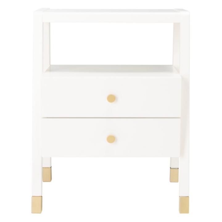 White 2-Drawer Lina Modern Accent Table