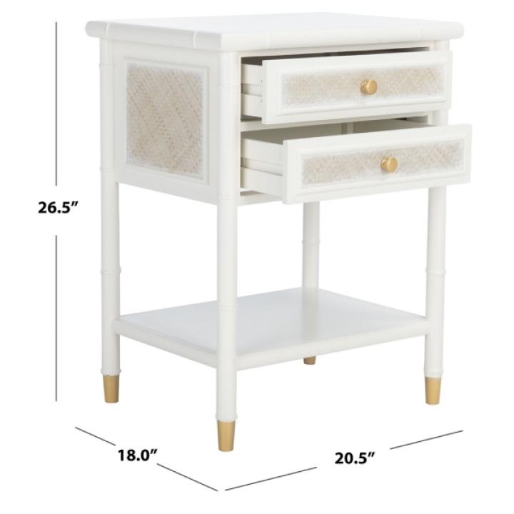 White 2-Drawer Claudia Side Table