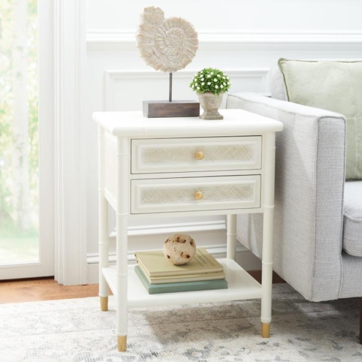 White 2-Drawer Claudia Side Table