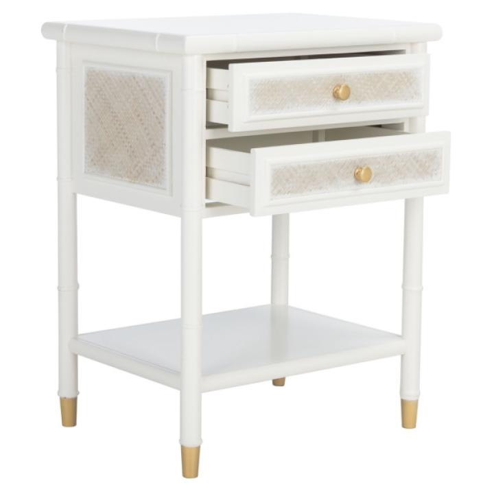 White 2-Drawer Claudia Side Table
