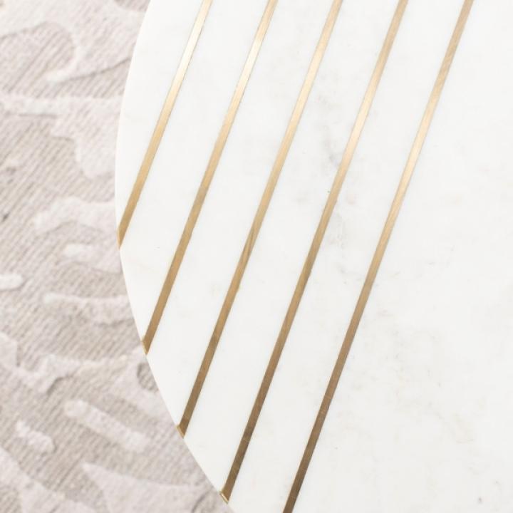 White Marble Round Valerie Accent Table