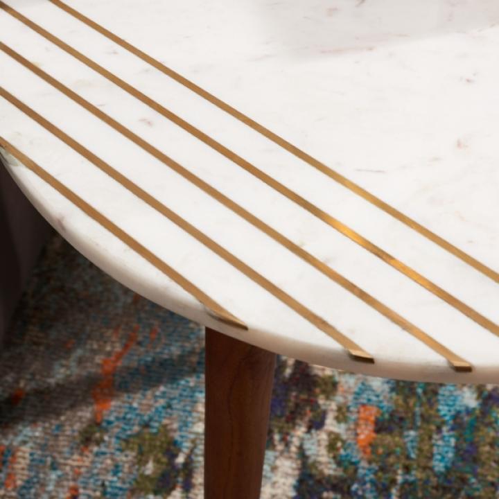 White Marble Round Valerie Accent Table