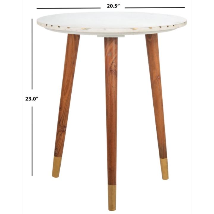 White Marble Round Valerie Accent Table