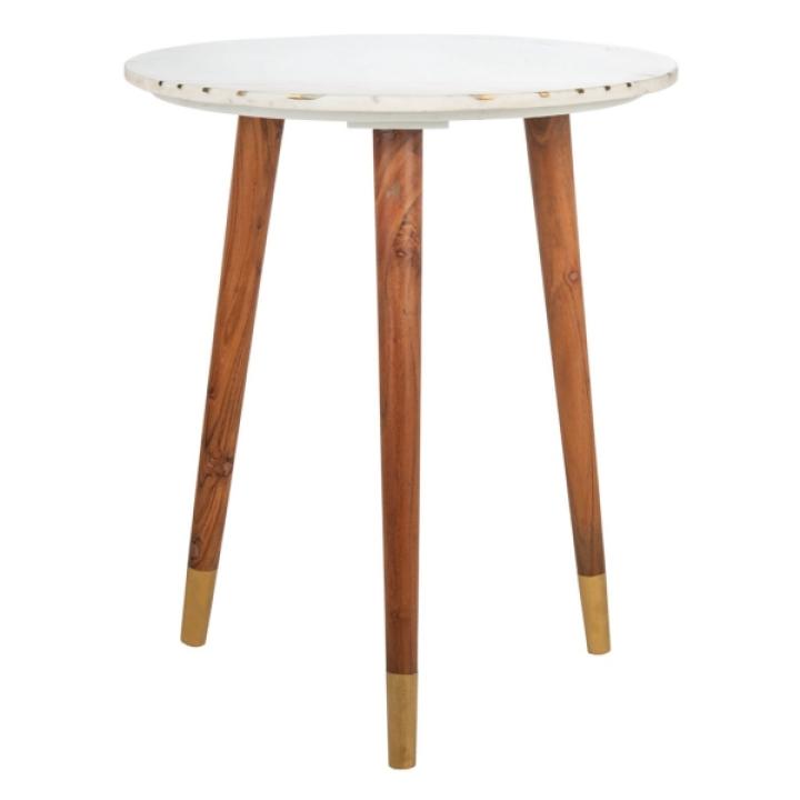 White Marble Round Valerie Accent Table