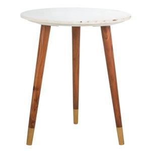 White Marble Round Valerie Accent Table