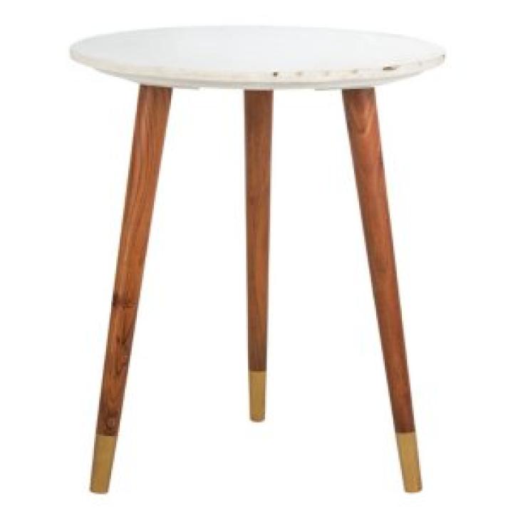 White Marble Round Valerie Accent Table