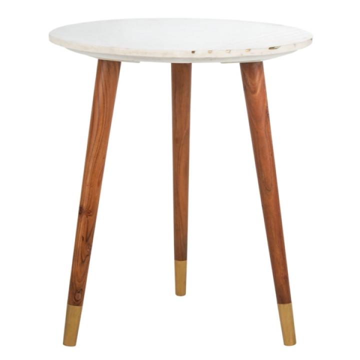 White Marble Round Valerie Accent Table