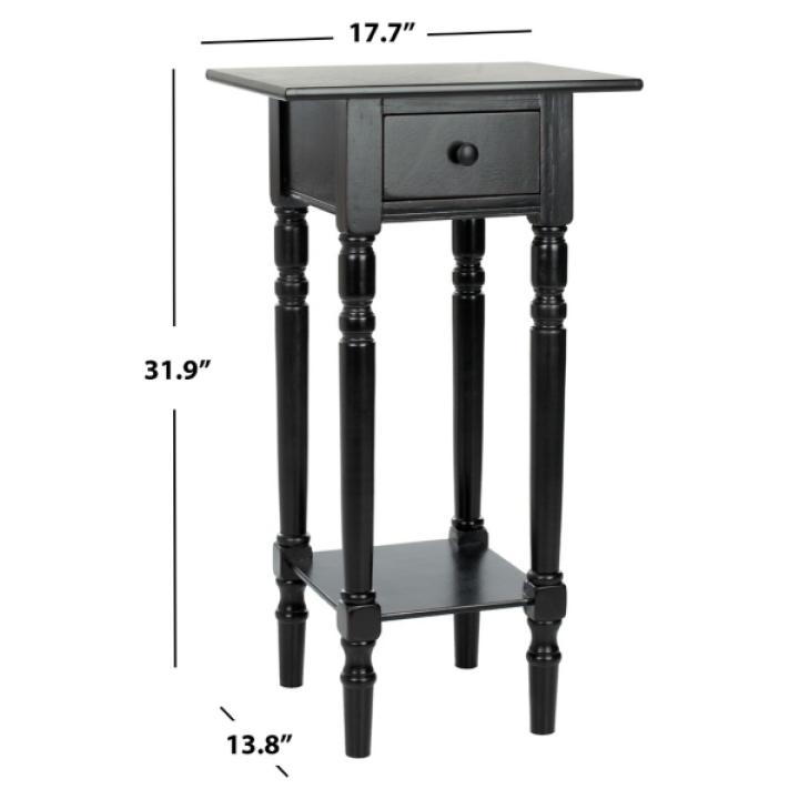 Distressed Black Wood Emilie Petite End Table