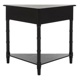 Distressed Black Wood Selena Corner Accent Table