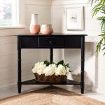 Distressed Black Wood Selena Corner Accent Table