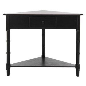 Distressed Black Wood Selena Corner Accent Table