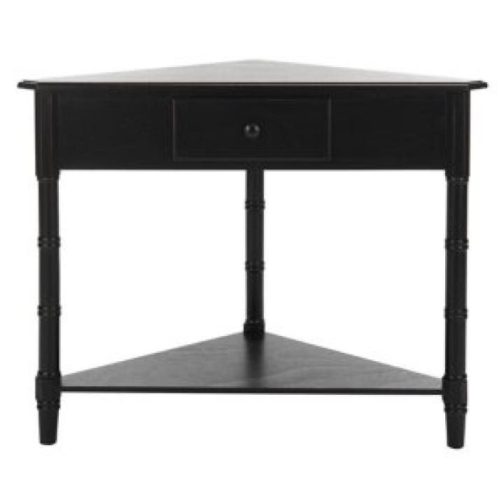Distressed Black Wood Selena Corner Accent Table