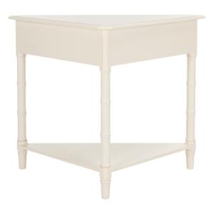 Distressed Cream Wood Selena Corner Accent Table