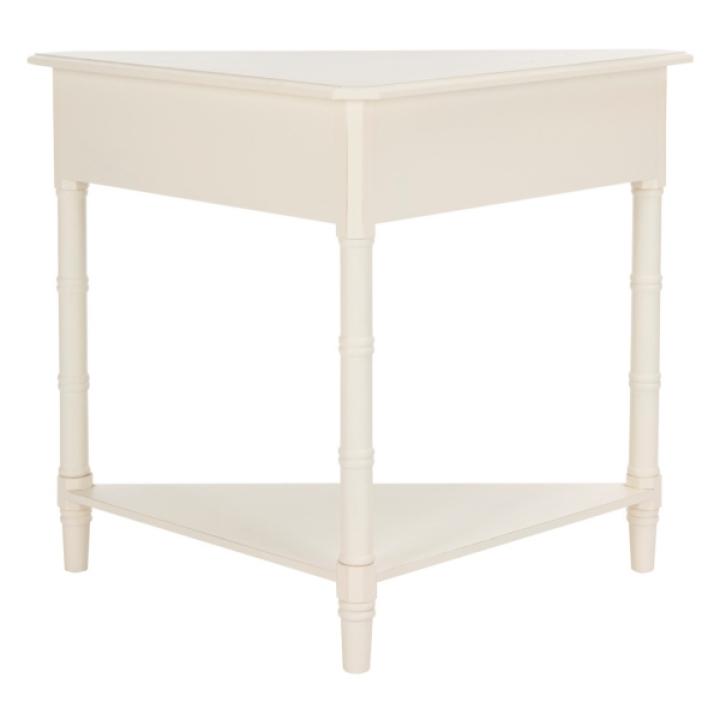 Distressed Cream Wood Selena Corner Accent Table